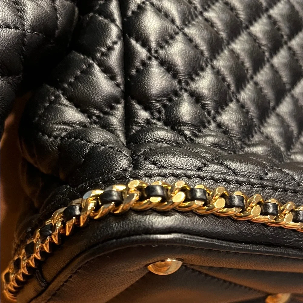 Moschino Black Quilted Mini Jacket Bag with Gold Chain Trim - Picture 12 of 14